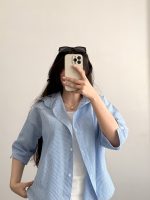 شومیز اقتصادی راه راه لینن - Image 3