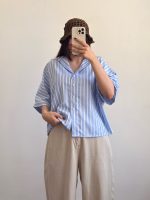 شومیز باکسی راه راه آسمان - Image 12