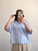 شومیز باکسی راه راه آسمان - Image 16